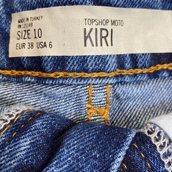 TOPSHOP Kiri Frayed High Waist Jean Shorts Size 6 - Picture 8 of 8